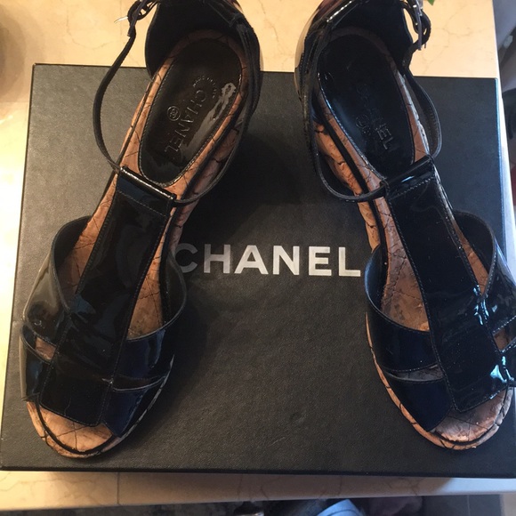 CHANEL Shoes - Patent Chanel wedges